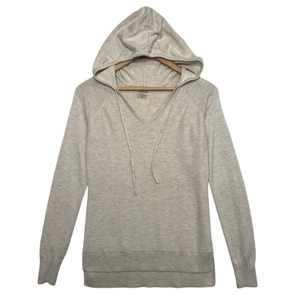 Calia Sweater Womens Extra Small Ivory Cashmere Blend Hoodie V Neck Textured - Picture 1 of 12